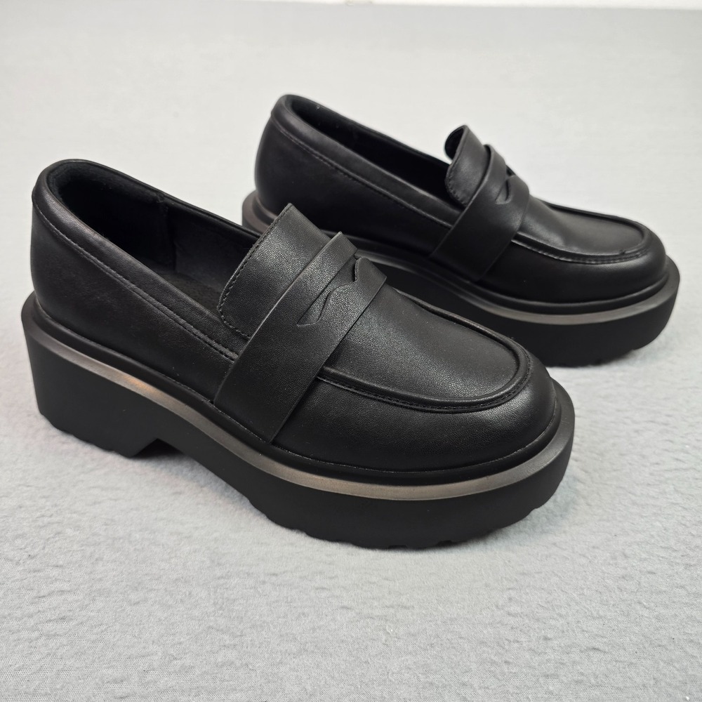 Wild Fable Women's Black Chunky Platform Loafers Size 7.5 Penny Loafer Lug Sole
